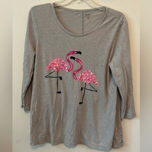 Women’s Crown & Ivy Sequins Pink Pelican Shirt‎ Size Medium